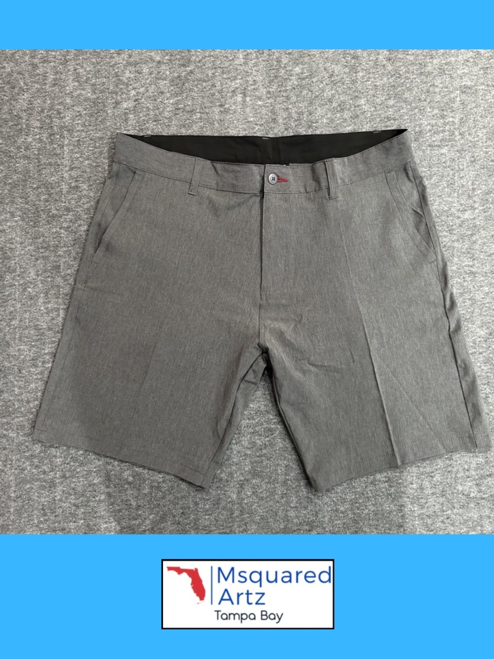 Split Heather Charcoal Performance Golf Shorts Stretch Flat Front Size 40